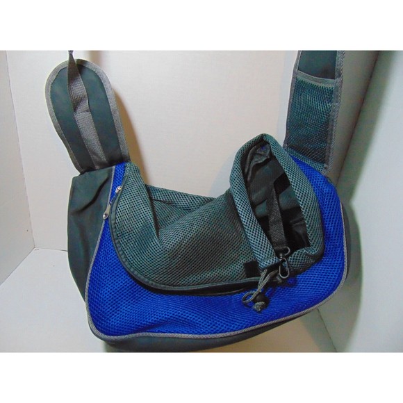 Dog Mesh Sling Carry Pack Backpack Carrier Travel Tote Shoulder Bag SMALL Dk Blu - Picture 5 of 6